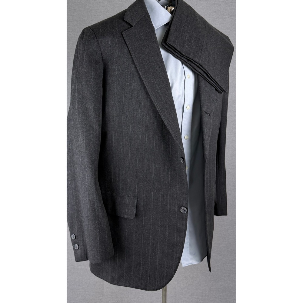Brooks Brothers Golden Fleece Mens 40x28 Vintage 2pc Suit Charcoal Pinstripe USA